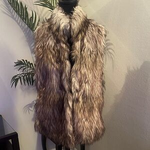 G By Guess Beige Faux Fur Vest